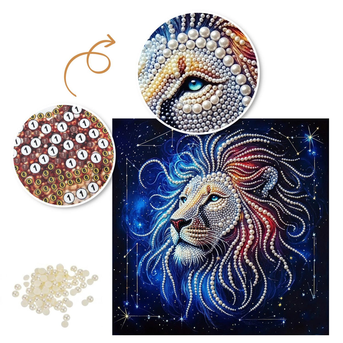 Starlit Lion Constellation pearl painting – image 6
