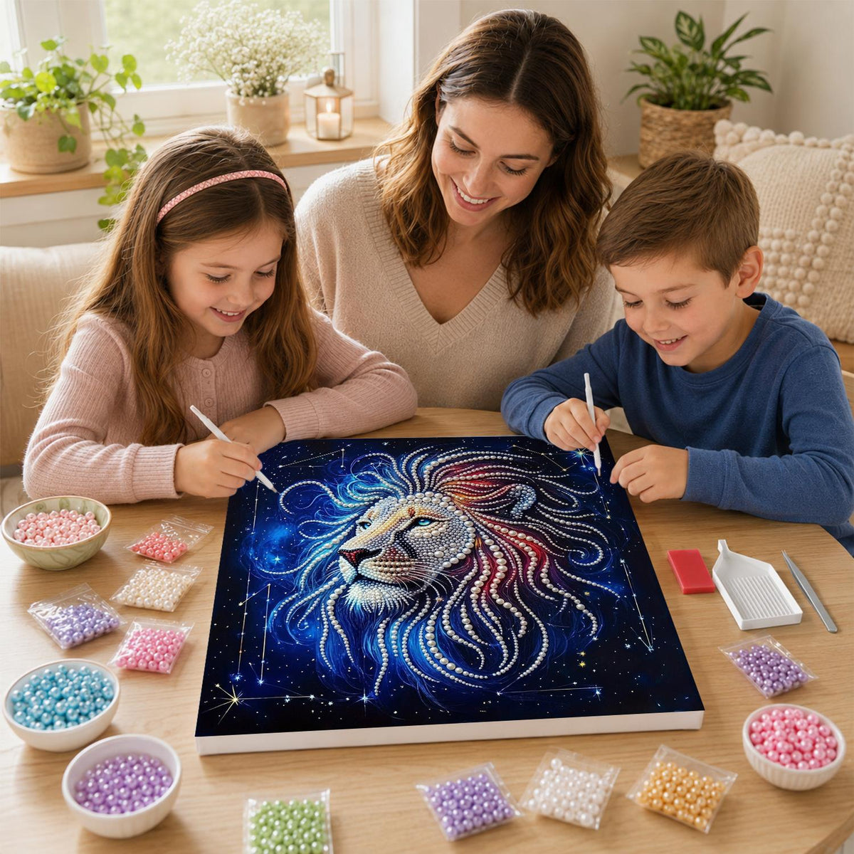 Starlit Lion Constellation pearl painting – image 15