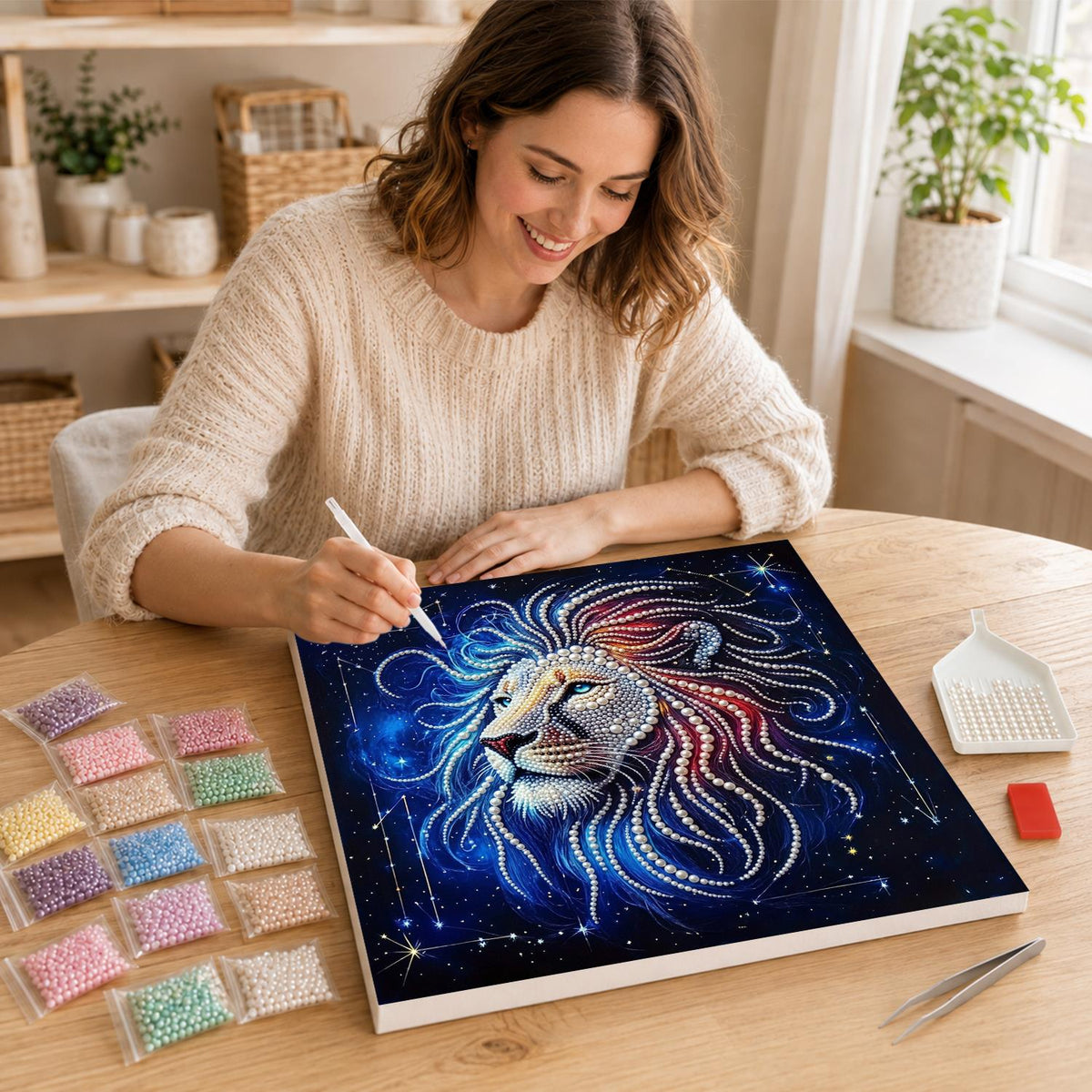 Starlit Lion Constellation pearl painting – image 16