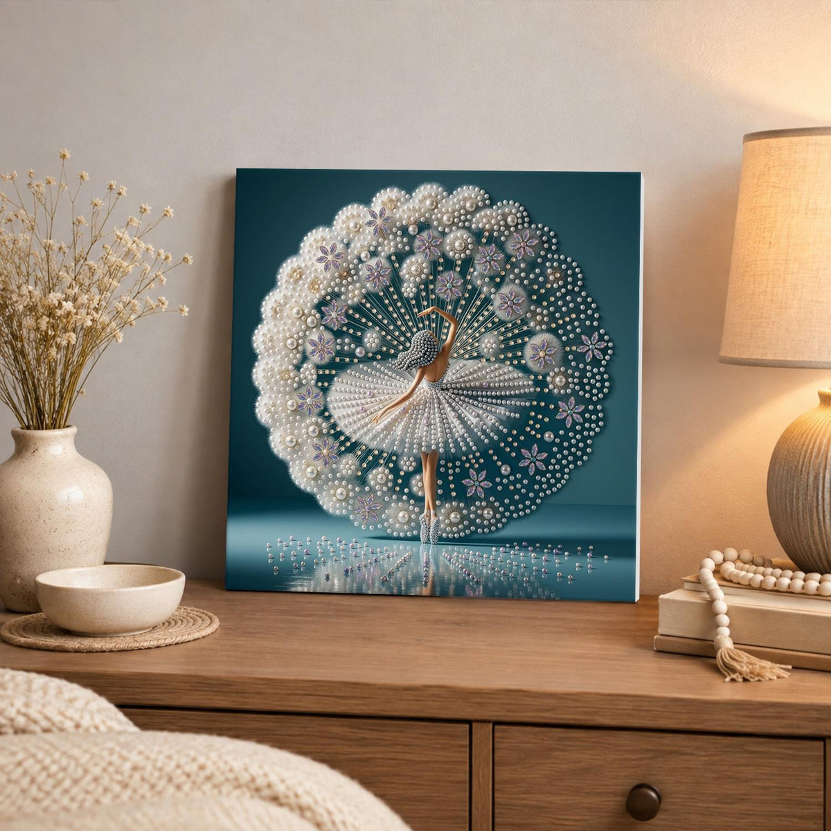 Ivory Ballerina in Full Bloom pearl painting – image 3