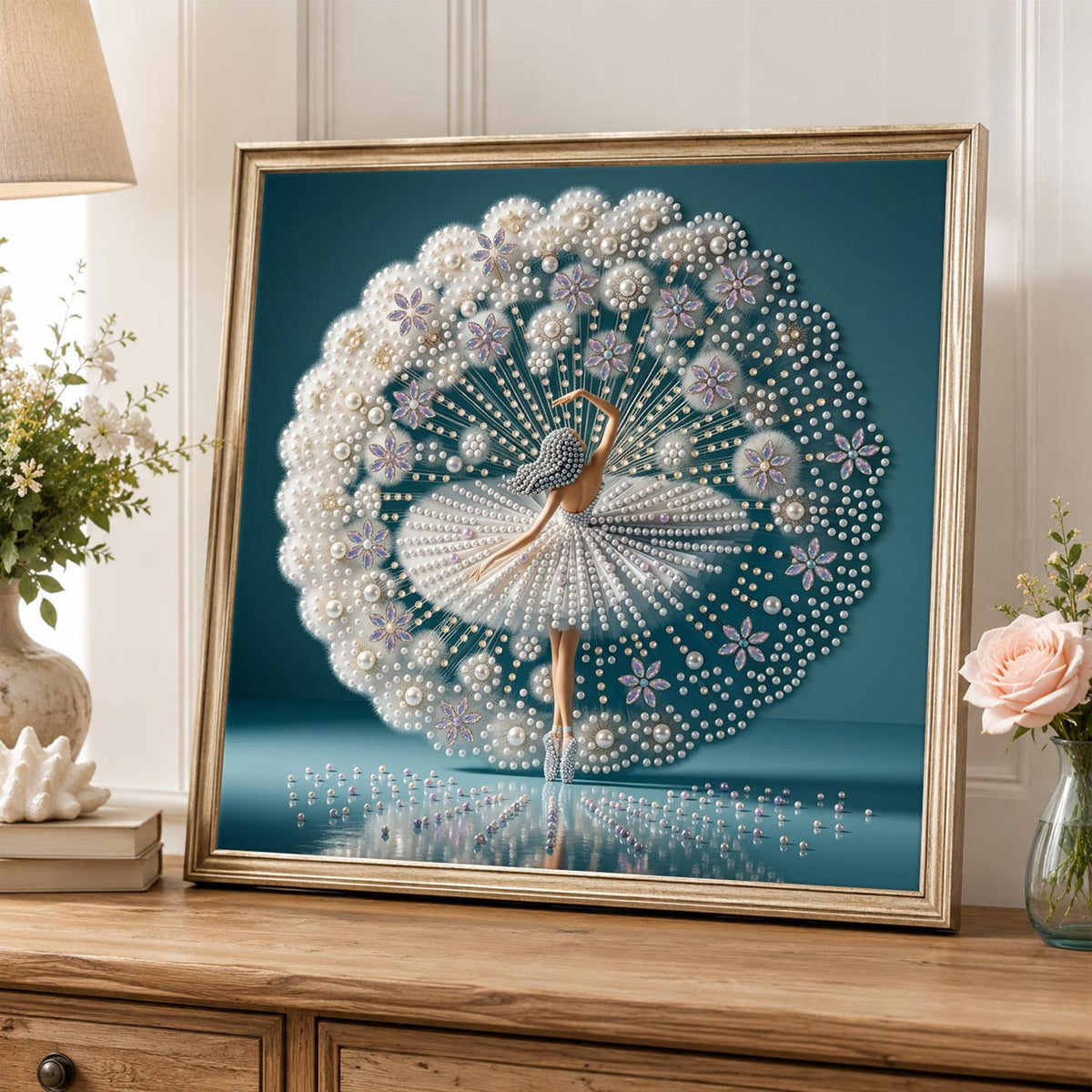 Ivory Ballerina in Full Bloom pearl painting – image 5
