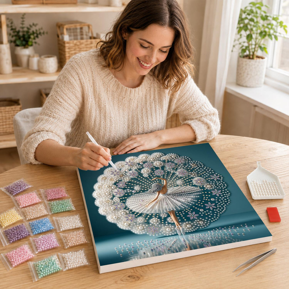 Ivory Ballerina in Full Bloom pearl painting – image 16