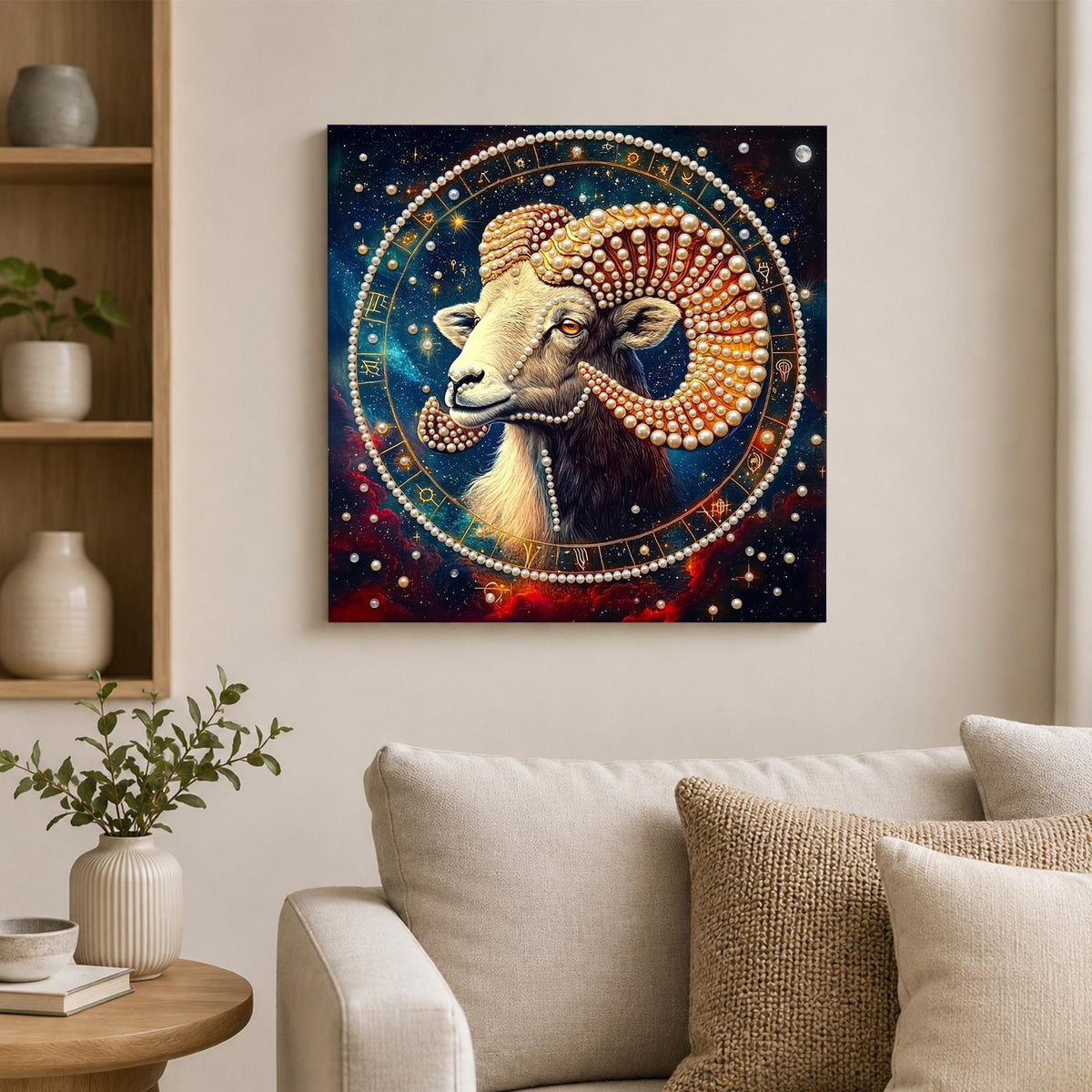 Aries Ram in the Zodiac Wheel pearl painting – image 2
