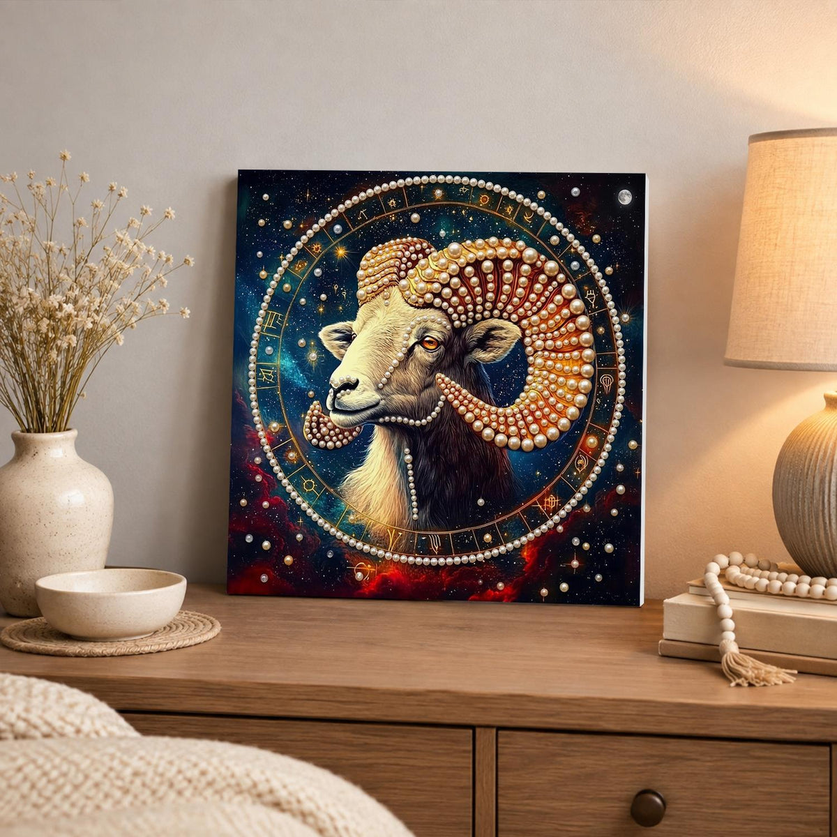 Aries Ram in the Zodiac Wheel pearl painting – image 3