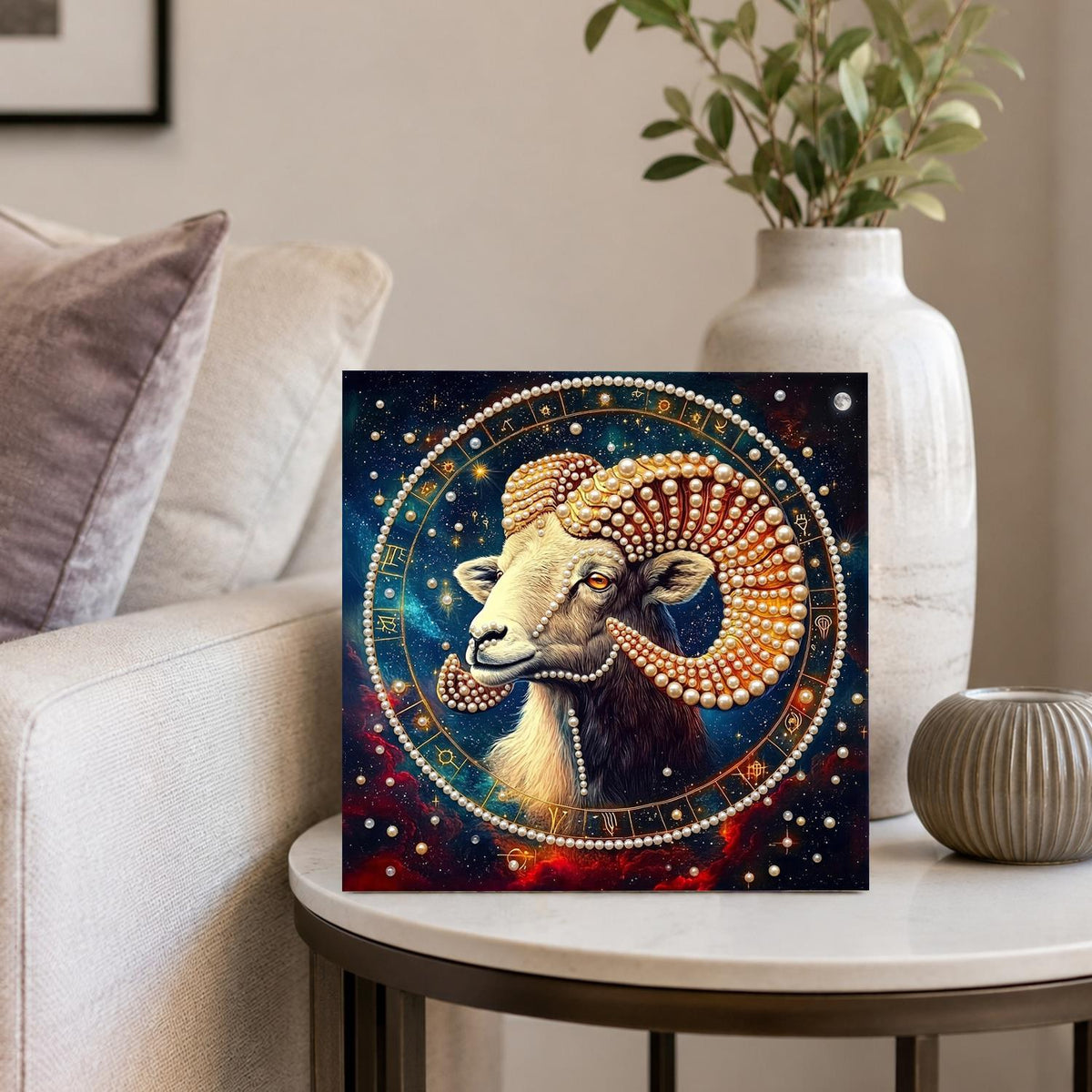 Aries Ram in the Zodiac Wheel pearl painting – image 4