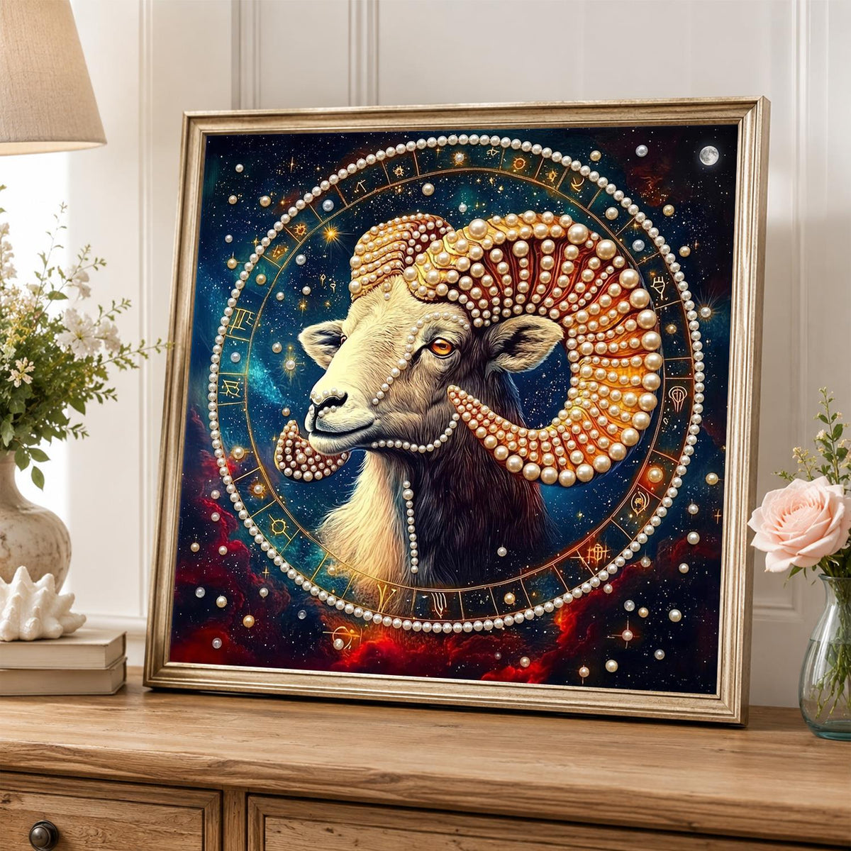 Aries Ram in the Zodiac Wheel pearl painting – image 5
