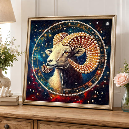 Aries Ram in the Zodiac Wheel pearl painting – image 5