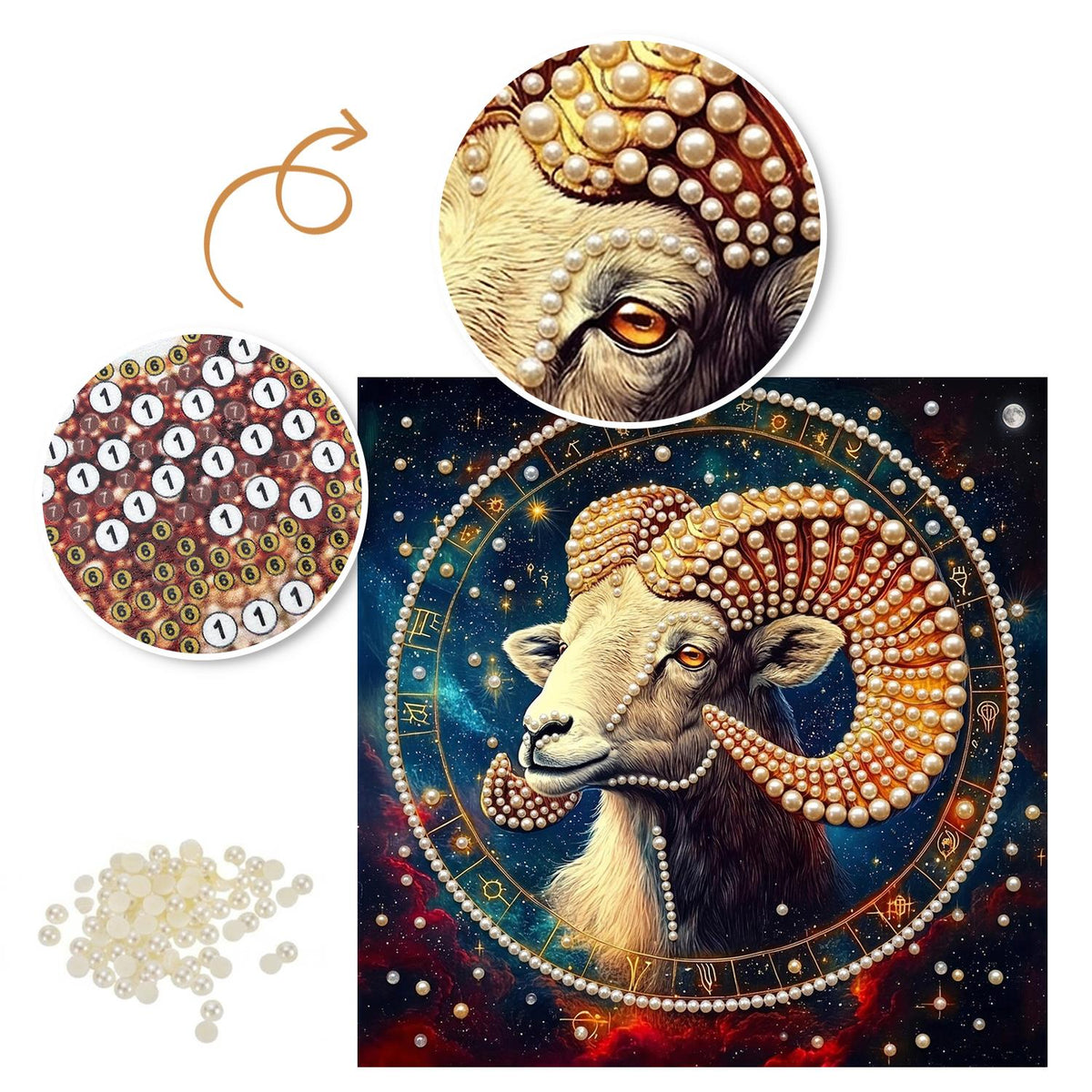 Aries Ram in the Zodiac Wheel pearl painting – image 6