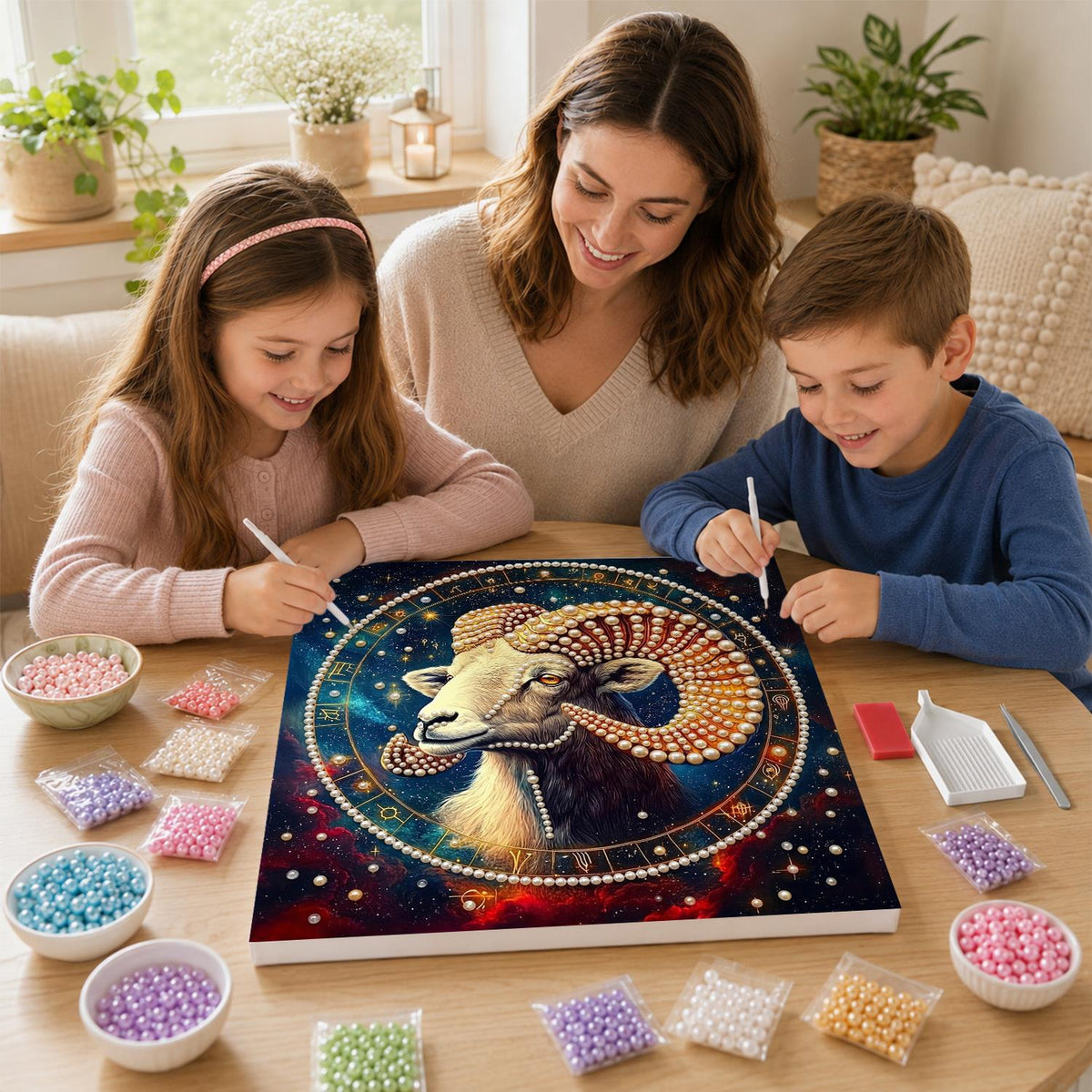 Aries Ram in the Zodiac Wheel pearl painting – image 15