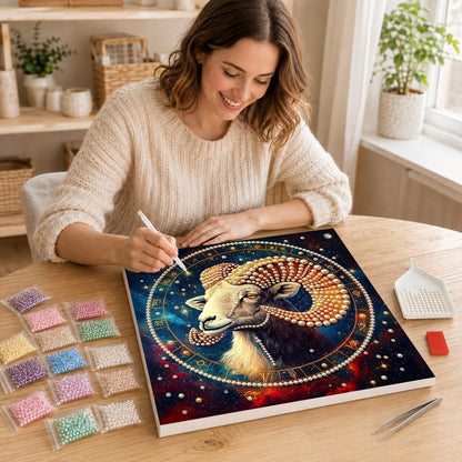 Aries Ram in the Zodiac Wheel pearl painting – image 16