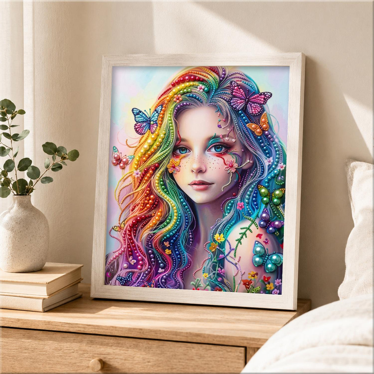 Prismatic Curls and Butterflies pearl painting – image 2
