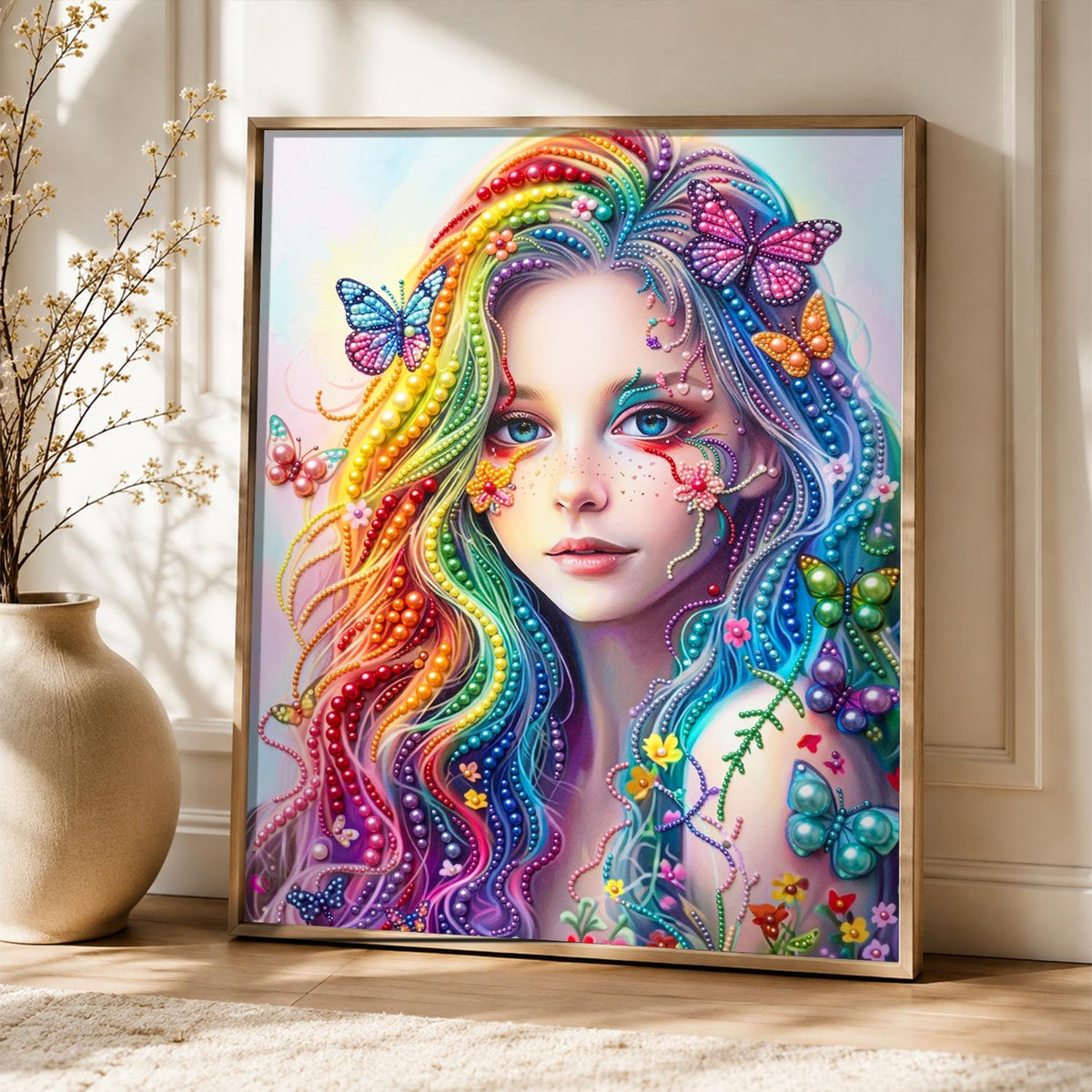 Prismatic Curls and Butterflies pearl painting – image 5