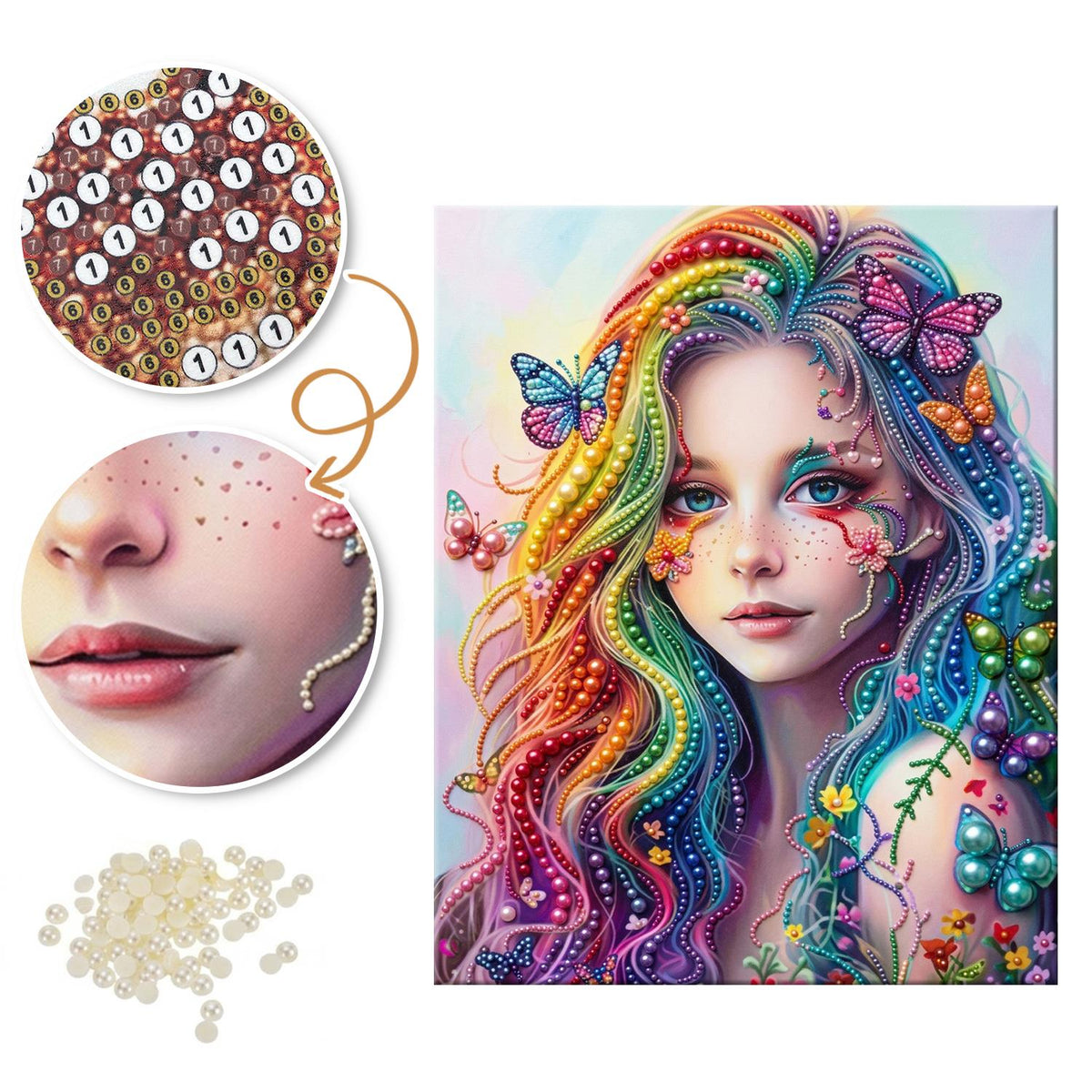 Prismatic Curls and Butterflies pearl painting – image 6