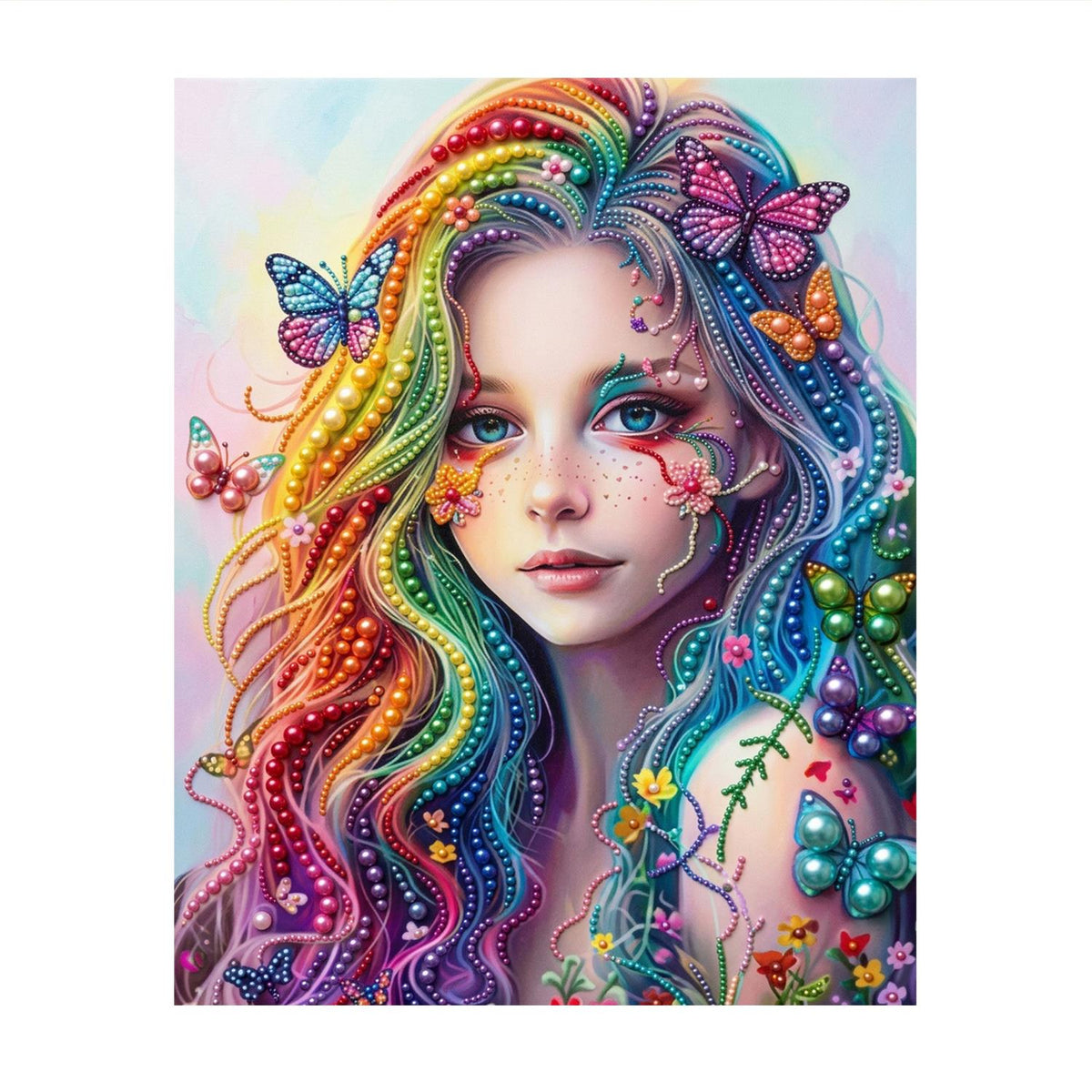 Prismatic Curls and Butterflies pearl painting – image 11