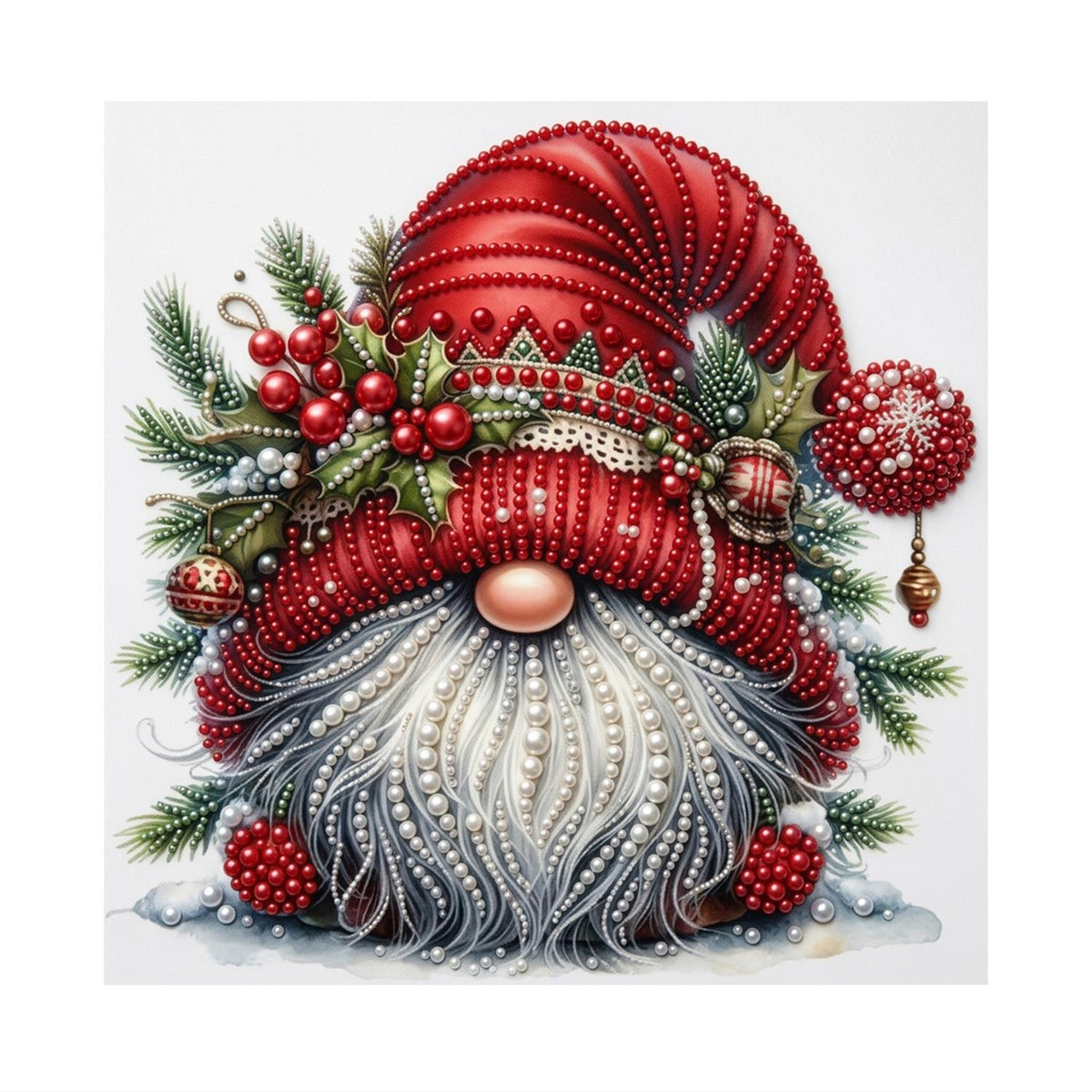 Holly-Crowned Christmas Gnome pearl painting – image 11