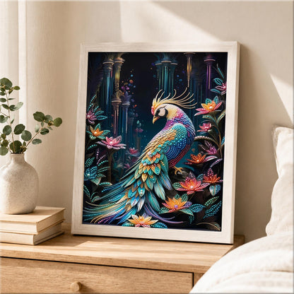 Peacock in a Lotus Garden pearl painting – image 2