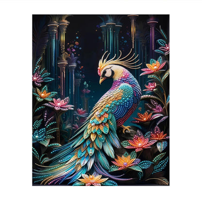 Peacock in a Lotus Garden pearl painting – image 11