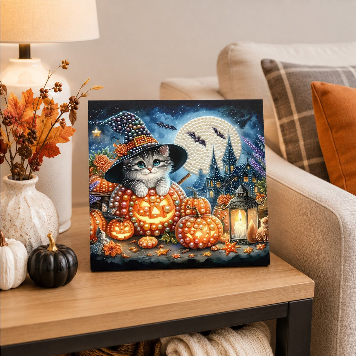 Fluffy Cat in a Pumpkin pearl painting – image 4