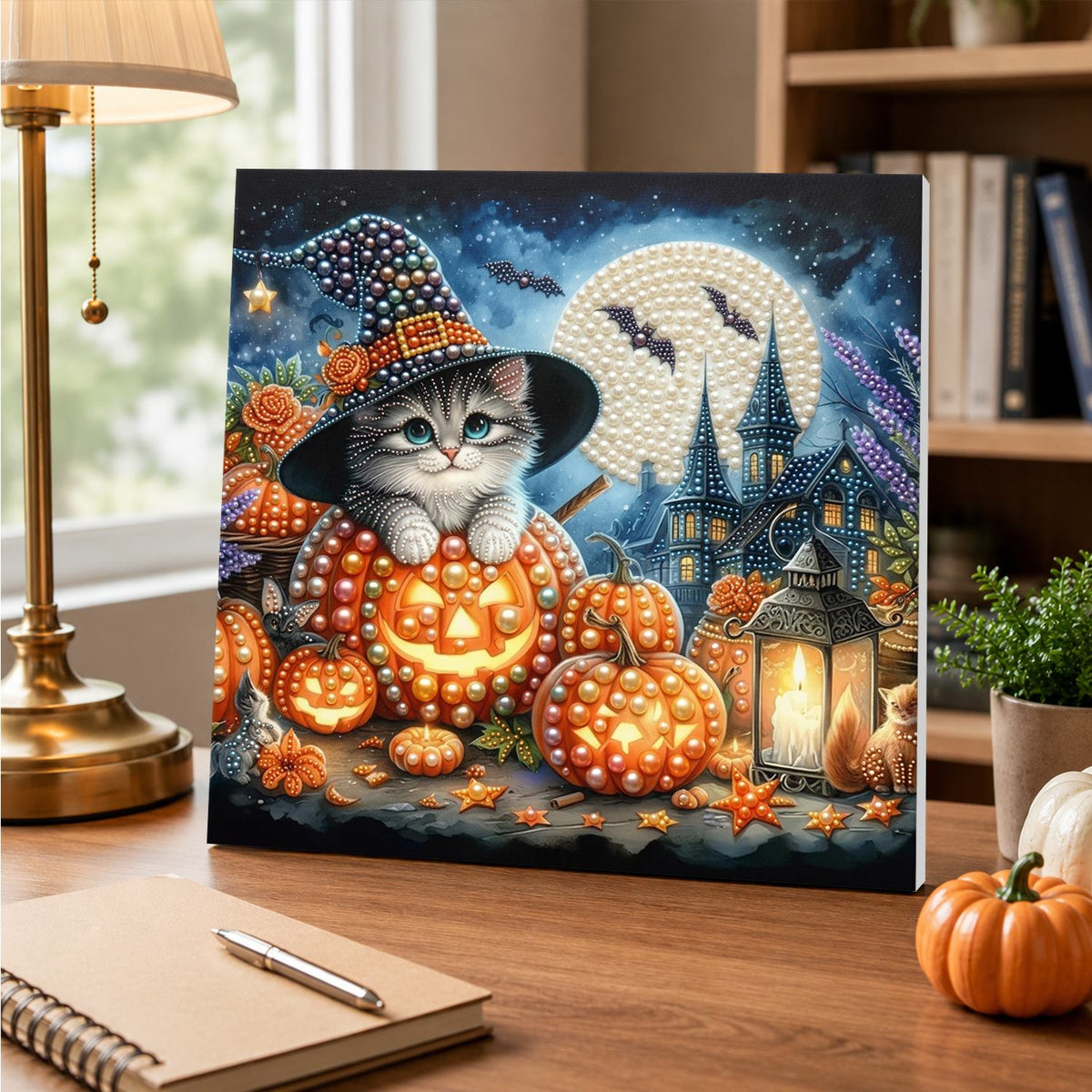 Fluffy Cat in a Pumpkin pearl painting – image 5