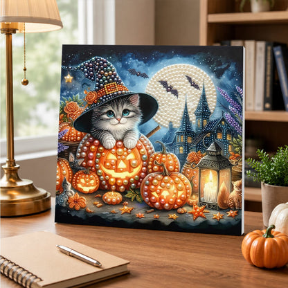 Fluffy Cat in a Pumpkin pearl painting – image 5
