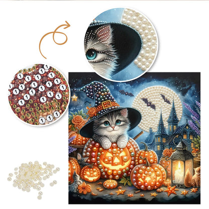 Fluffy Cat in a Pumpkin pearl painting – image 6