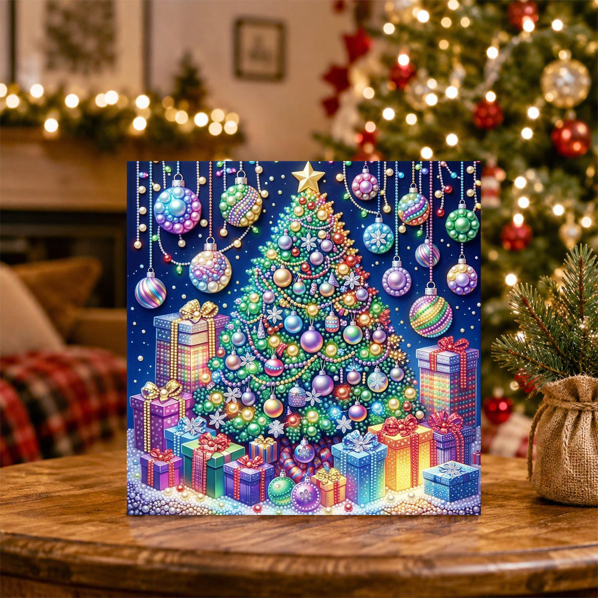 Rainbow Bauble Christmas Tree pearl painting – image 5
