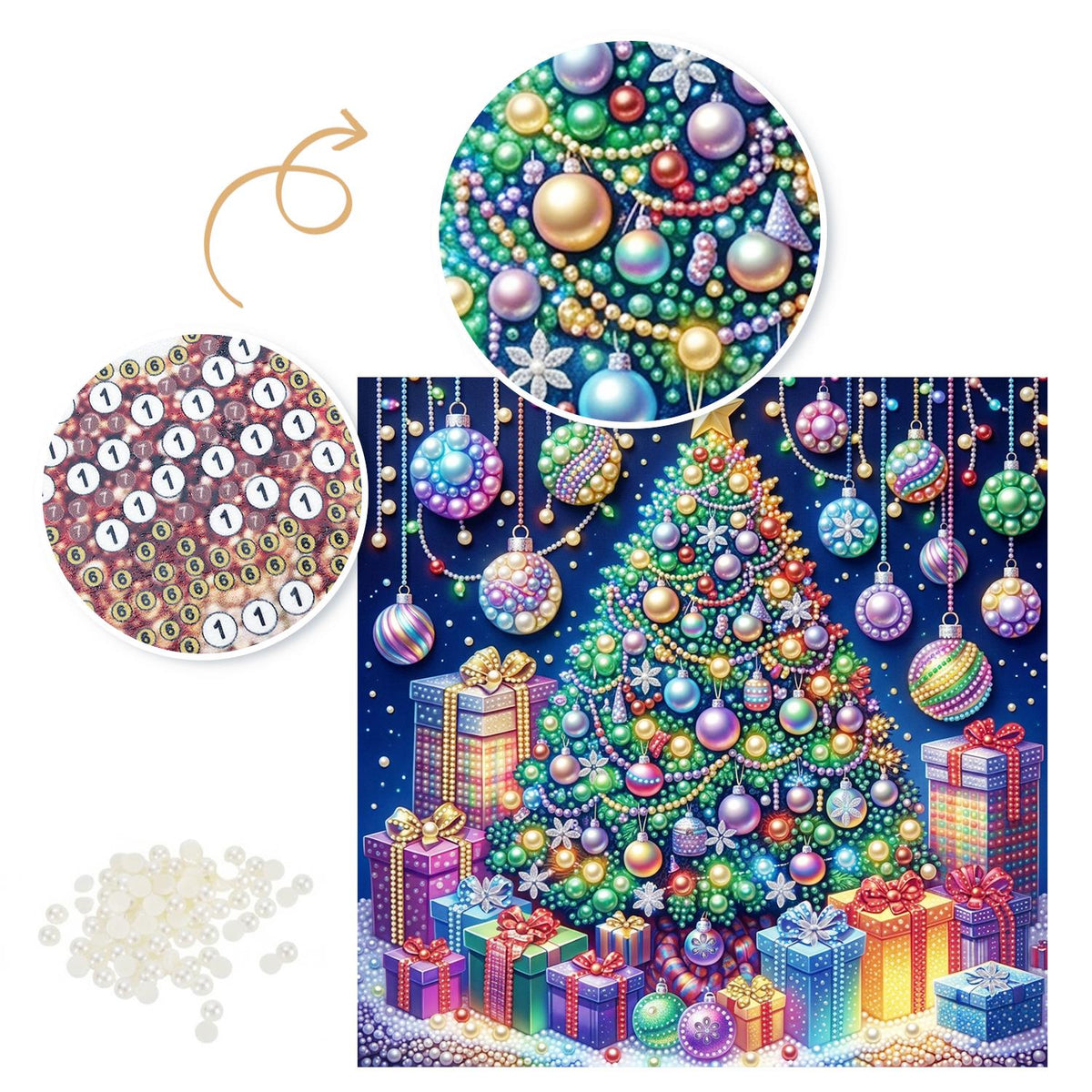 Rainbow Bauble Christmas Tree pearl painting – image 6