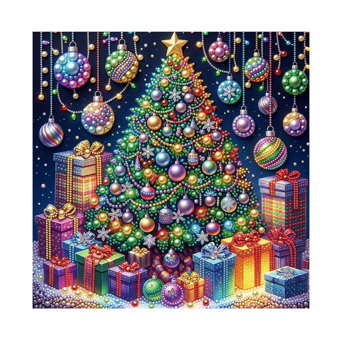 Rainbow Bauble Christmas Tree pearl painting – image 11
