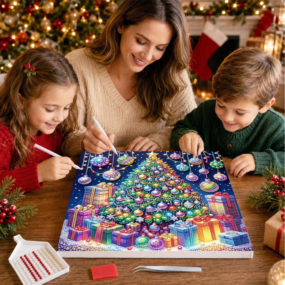 Rainbow Bauble Christmas Tree pearl painting – image 15