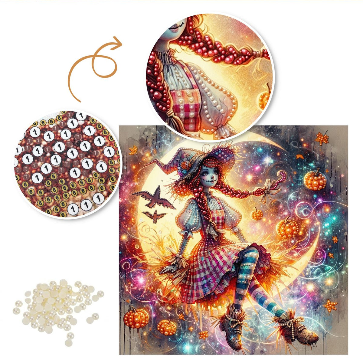 Red-Haired Witch in Starlight pearl painting – image 6