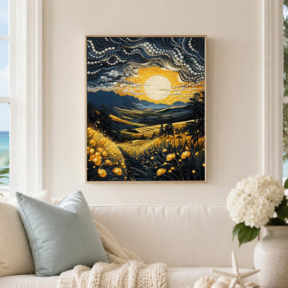 Swirling Sky Sunset Meadow pearl painting – image 3
