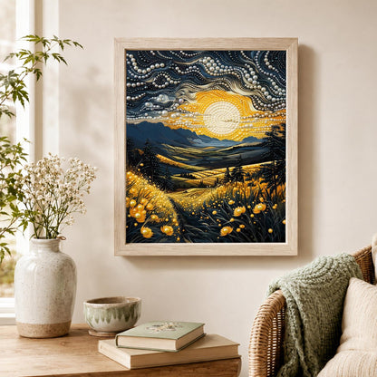 Swirling Sky Sunset Meadow pearl painting – image 4