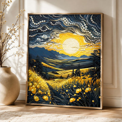 Swirling Sky Sunset Meadow pearl painting – image 5
