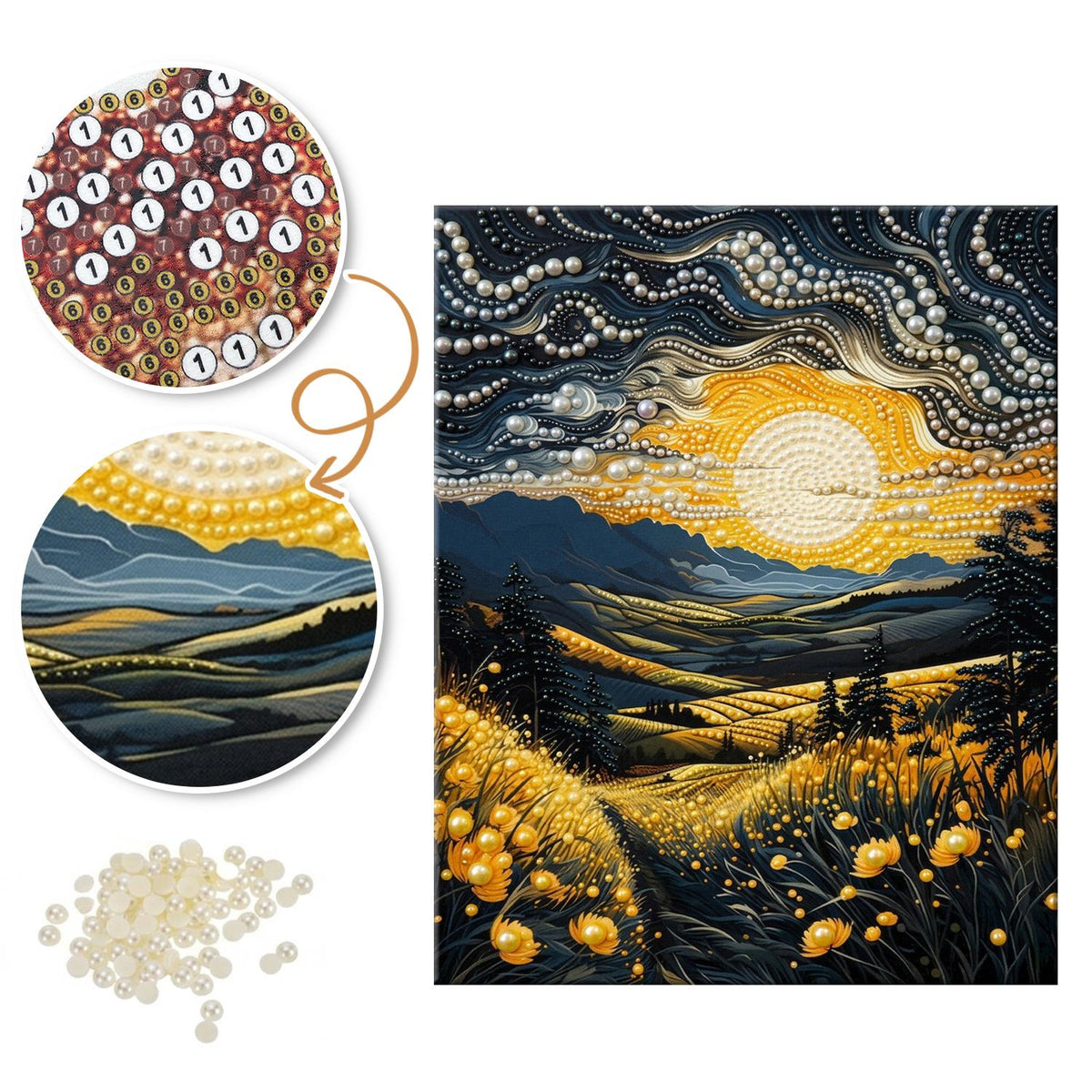 Swirling Sky Sunset Meadow pearl painting – image 6