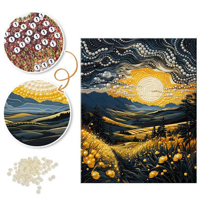 Swirling Sky Sunset Meadow pearl painting – image 6