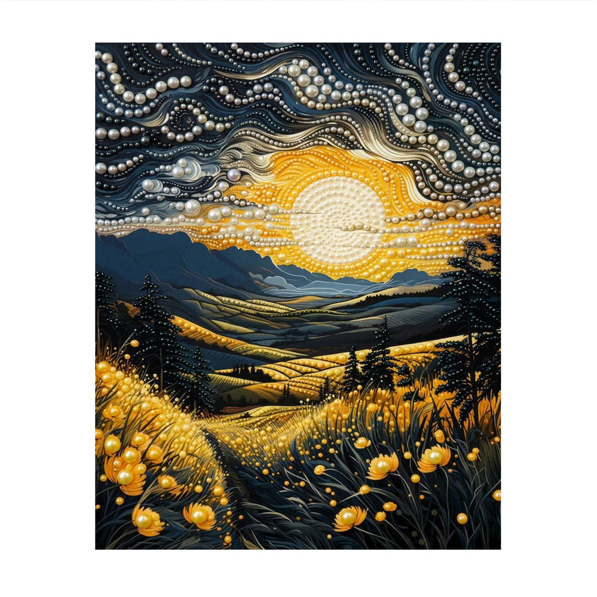 Swirling Sky Sunset Meadow pearl painting – image 11