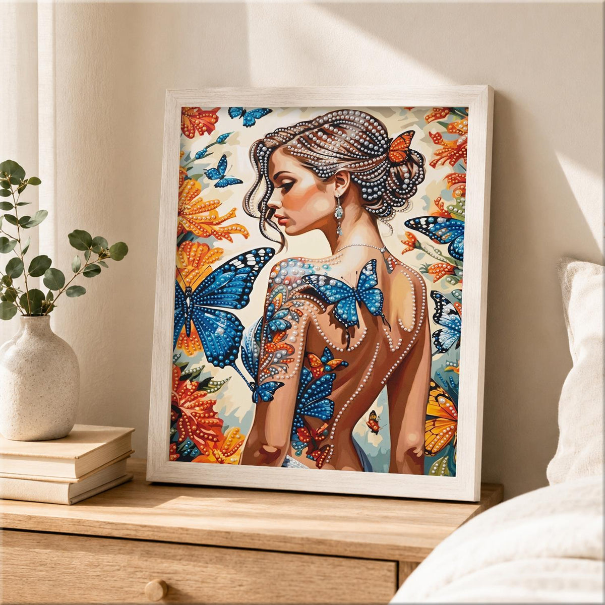 Over-the-Shoulder Butterfly Muse pearl painting – image 2
