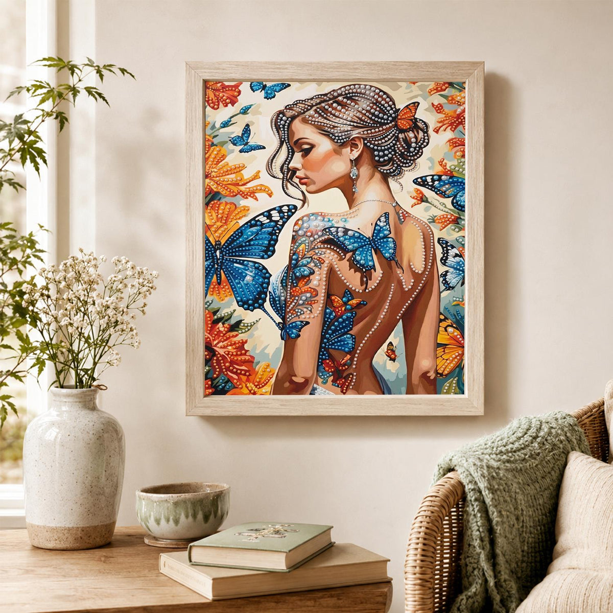 Over-the-Shoulder Butterfly Muse pearl painting – image 4