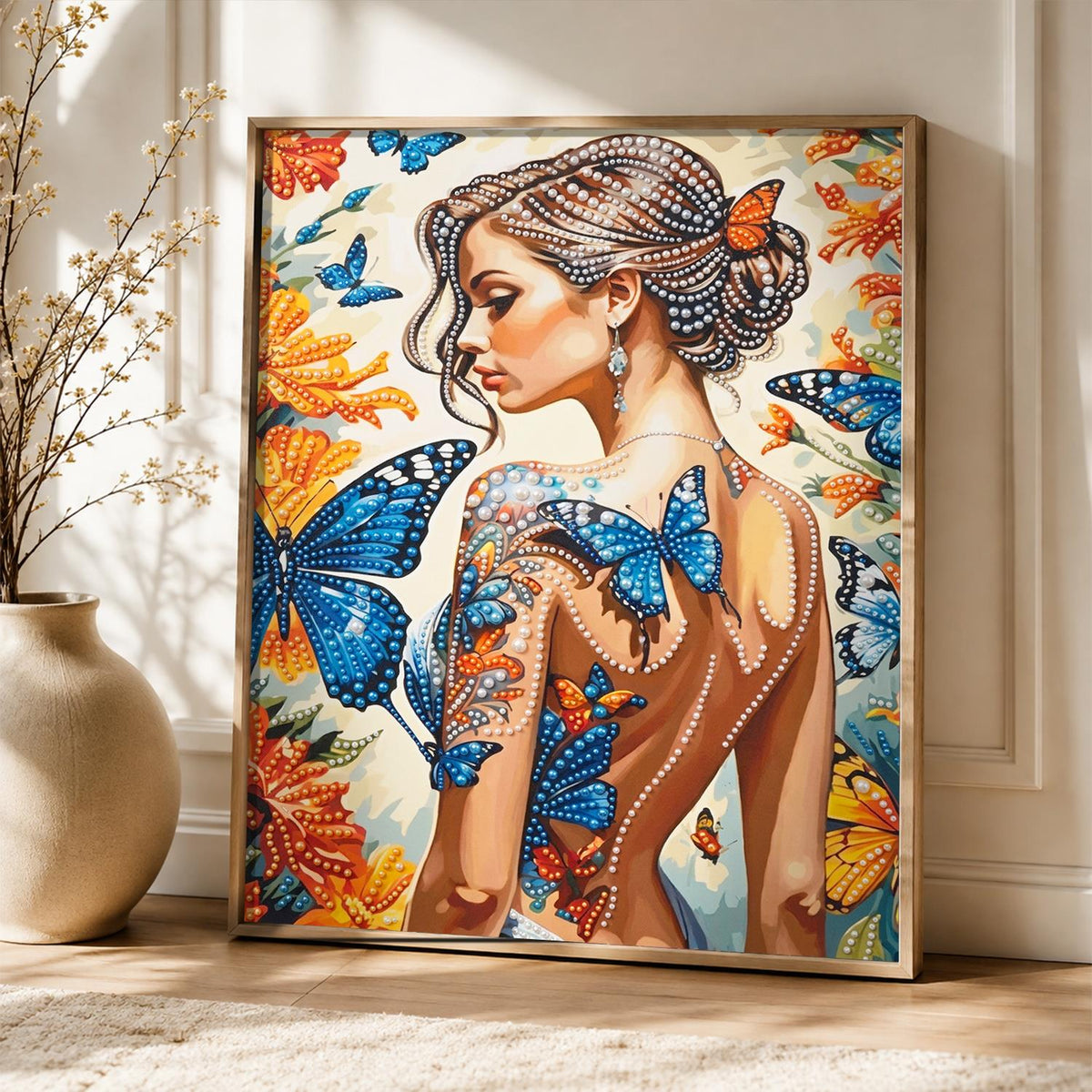Over-the-Shoulder Butterfly Muse pearl painting – image 5