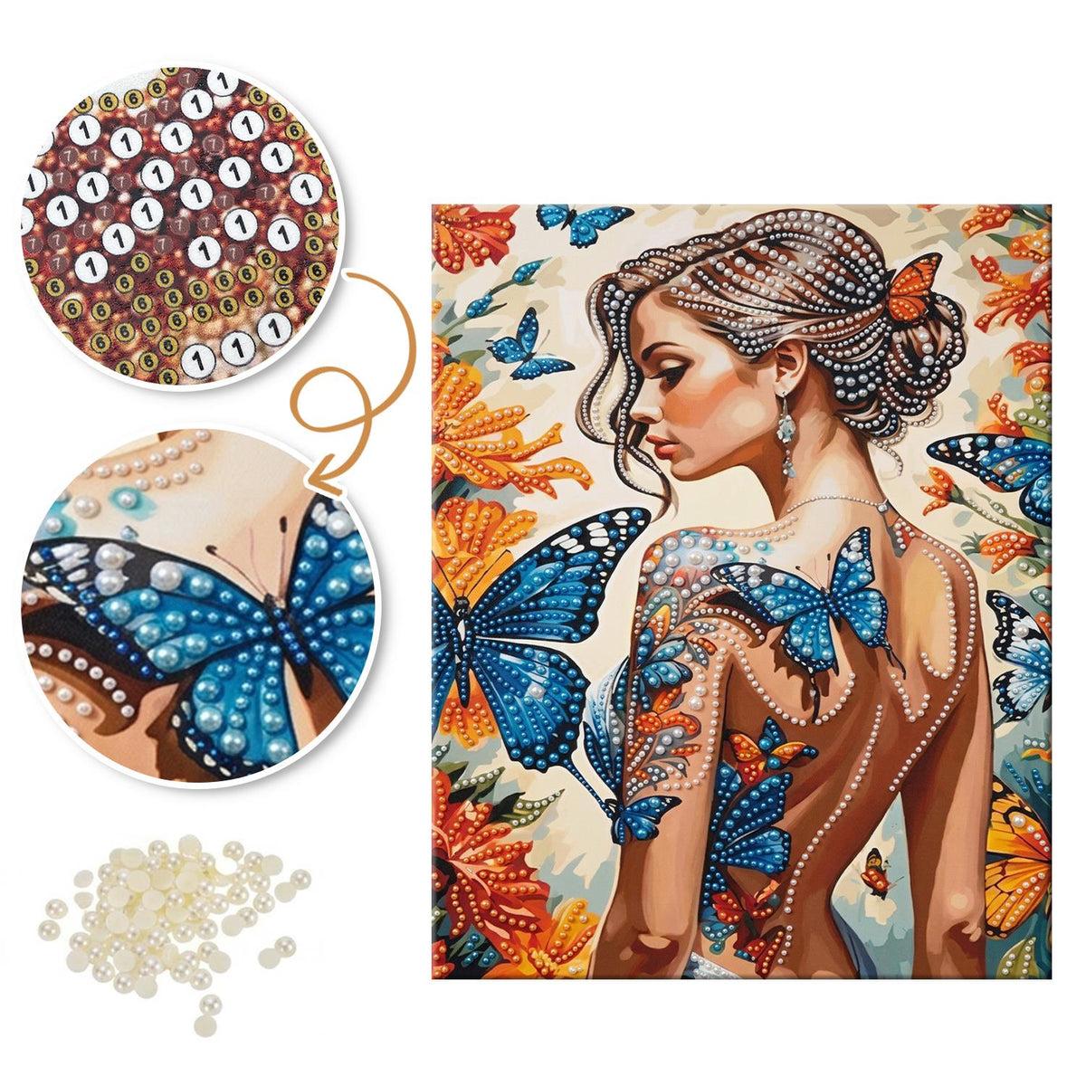 Over-the-Shoulder Butterfly Muse pearl painting – image 6
