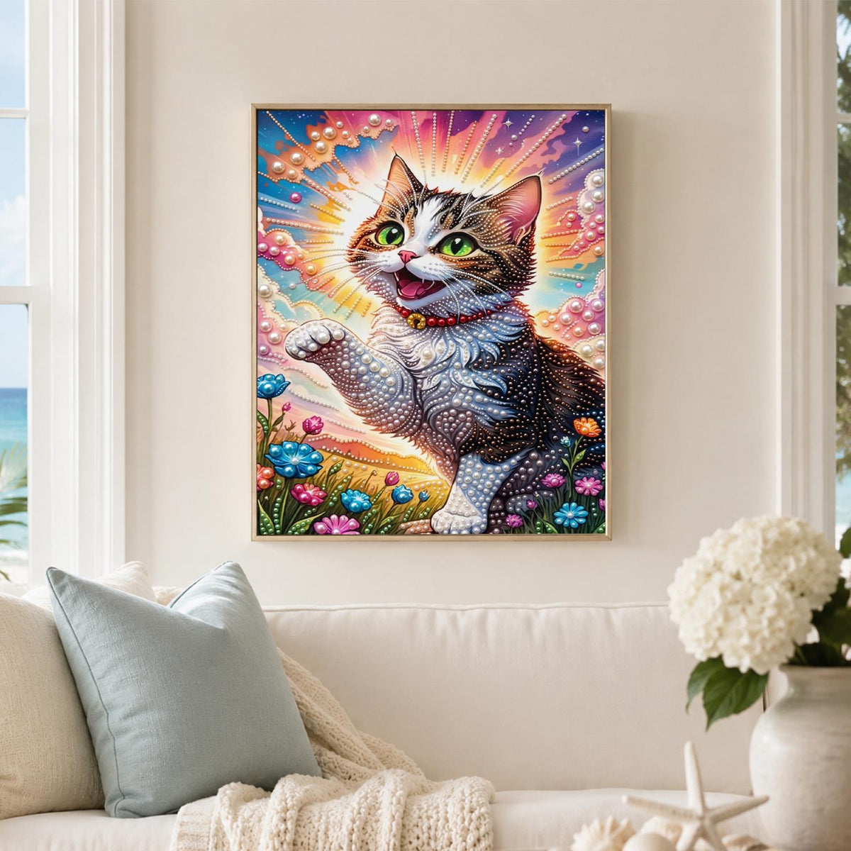 Waving Tabby in Sunshine pearl painting – image 3