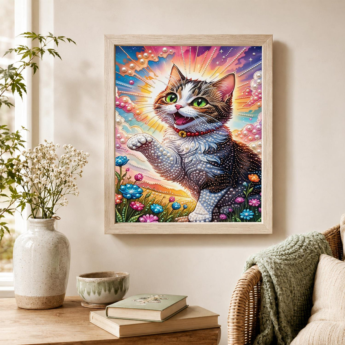 Waving Tabby in Sunshine pearl painting – image 4