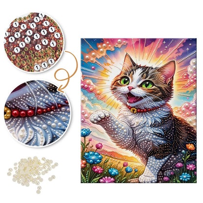 Waving Tabby in Sunshine pearl painting – image 6