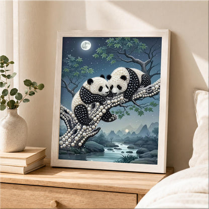 Cuddling Pandas by the River pearl painting – image 2