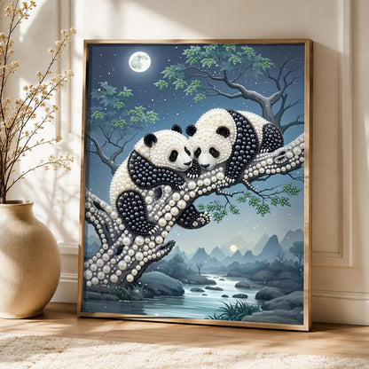 Cuddling Pandas by the River pearl painting – image 5