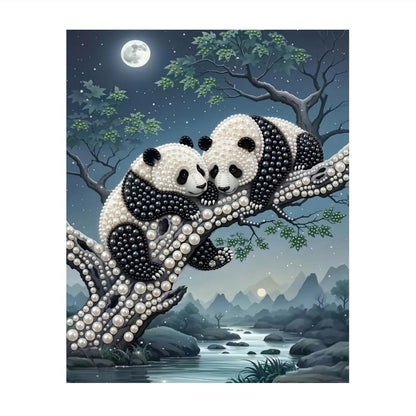 Cuddling Pandas by the River pearl painting – image 11