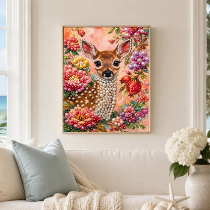 Fawn in a Pomegranate Garden pearl painting – image 3