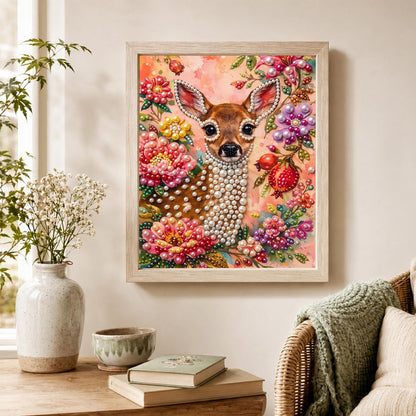 Fawn in a Pomegranate Garden pearl painting – image 4