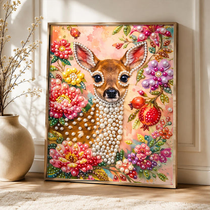 Fawn in a Pomegranate Garden pearl painting – image 5