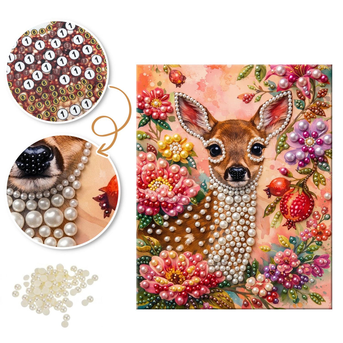 Fawn in a Pomegranate Garden pearl painting – image 6